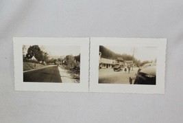 2 Vintage 1930s WWII Era Photos w/ Old Cars, Town w/ Texaco &amp; Coca-Cola Signs - £15.45 GBP