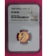 1960 Small Date PF 68 RD Lincoln Wheat Cent Penny NGC Certified  Authent... - $95.67 CAD