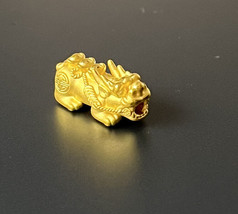 1PC  Pure 999 24k Yellow Gold Bead 3D Wealth Pixiu 貔貅 Pendant US Seller - £125.80 GBP