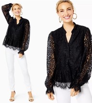 Lilly Pulitzer S Top Jacelynne Lace Carnival Lace Black $168 Small NWOT - £59.91 GBP