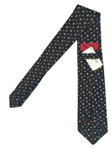NEW $295 Isaia Pure Silk 7 Fold Tie!   Black with Silver &amp; White Designs - $119.99