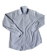 Mizzen + Main Performance Men&#39;s L Trim Fit Button Up Long Sleeve Blue Plaid - £17.13 GBP