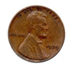 1939 Lincoln Wheat Penny - Circulated High End Condition - $6.99
