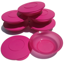 Tupperware Impressions Cereal Bowls 400 ml Set of 6 new with Lids Set Red Pink - £23.47 GBP