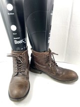 Steve Madden Combat Boots Men 10.5D P-Quays Brown Leather Lizard embosse... - $37.44