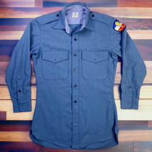 Vtg Irving L Wilson Co Button Up Army ROTC Patch Long Sleeve Blue Shirt ... - $41.95