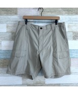 Marmot Elastic Waist Cargo 8&quot; Shorts Beige Flat Front Casual Hike Camp M... - $35.62