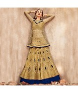 Lehenga Choli Trendy Golden-Navy Blue Colored Party Wear Embroidered Net - £106.53 GBP