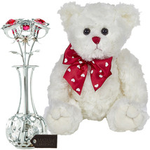 Matashi Chrome Plated Silver Flowers-Metal Floral Arrangement with Teddy... - £32.43 GBP