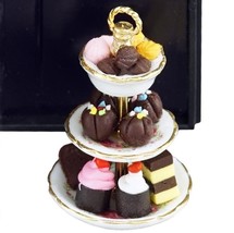 Dollhouse 3-tier Candy Etagere 1.697/5 Dessert Plate Stand Reutter Minia... - $31.73