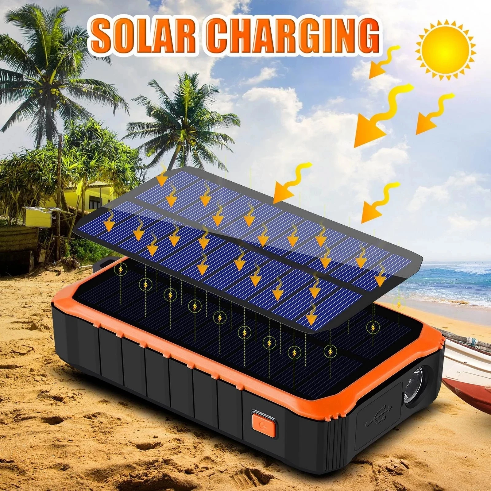 Solar Charger 12000MAh Portable Hand Crank Phone Charger USB Ports Solar Power - £40.07 GBP+