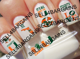 40 University Of Miami Hurricanes Logos Nail Art Decals 10 Different Designs - £15.17 GBP