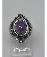 Amethyst Ring 925 Sterling Silver Size 6.75 Vintage Style Boheme - $538.46 MXN