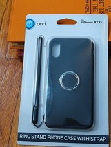 onn Ring Stand Phone Case with opt Strap for iPhone X/Xs Black NIB - £3.88 GBP