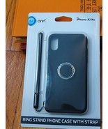 onn Ring Stand Phone Case with opt Strap for iPhone X/Xs Black NIB - £3.94 GBP