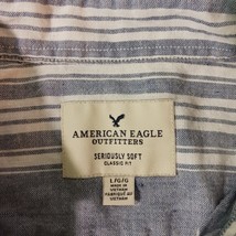 American Eagle Outfitters Classic Fit Men's White & Gray Stripes Shirt Sz Large  image 3