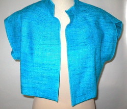 NWT $468 Womens S USA Worth New York Light Blue Silk Micro Jacket NWT Cr... - $463.32