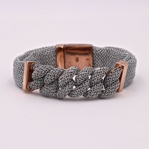 Adami &amp; Martucci Rose Gold Chain Links in Silver Mesh Bracelet - £185.73 GBP