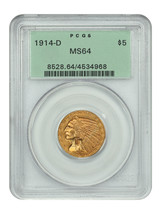 1914-D $5 PCGS MS64 (OGH) - $5,194.35