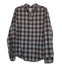New Goodfellow Button Up Collared Shirt ~ S ~ Gray &amp; Burgundy Plaid ~Lon... - £12.01 GBP