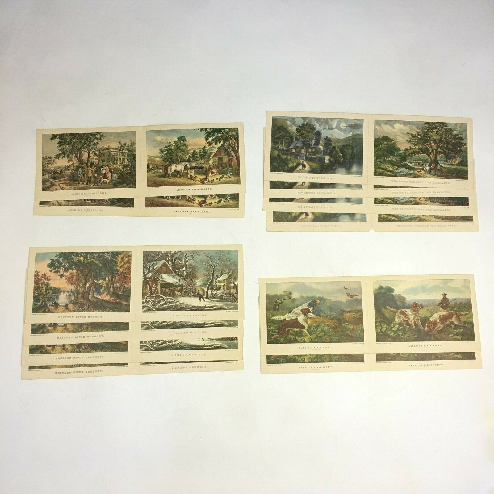 Primary image for Lot of Currier and Ives Lithographs Vtg Snowy Morning American Scenery Art Work