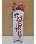 Hanging Christmas Wooden Sled Sleigh &quot;Merry&quot; 23&quot; x 6&quot; - $12.59