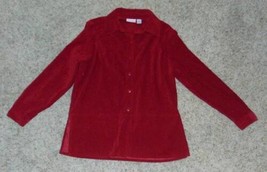 Womens Shirt Croft &amp; Barrow Red Velvety Long Sleeve Button Up Top $46-size L - £15.82 GBP