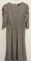 Bobeau Studio B Leopard Print Ruched Sleeve Fit and Flare Dress Size Large - £22.16 GBP