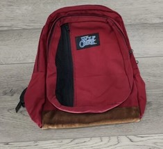 Wolf Creek Back Pack Red Nylon Suede Leather Bottom 17&quot; x 12&quot; x 4.5&quot; - $20.68