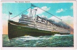 Postcard The Greater Detroit Sidewheel Steamer On Lake Erie - $3.61