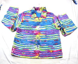 VTG Keren Hart Women&#39;s Blazer Jacket Strip Quilted Patchwork Floral Butt... - $454.64 MXN
