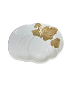 Pier1 Imports White Pumpkin Platter Gilded Porcelain Serving Platter 15 ... - £69.65 GBP
