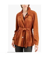 Alfani Womens M Peanut Brittle Brown Tie Front Button Up Jacket NWT AN56 - £46.32 GBP