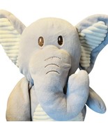 Kellytoy Gray Elephant Plush Rattle Cream Ribbed Velour Baby Toy 20 inch... - £17.63 GBP