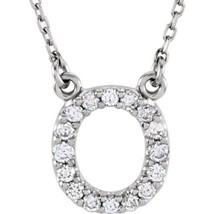 Precious Stars 14K White Gold 1/6CTW White Diamond Initial O Pendant Necklace - £414.86 GBP