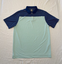 FootJoy Golf Polo Two Tone Blue Colorblock Stripes Men’s Medium Pebble C... - $14.52