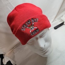 Straw Hat Crew One Piece Anime Netflix Red Embroidered Skull Beanie Hat - £13.34 GBP