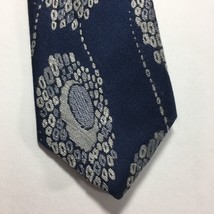 Mervyn&#39;s Pour Les Hommes Skinny Blue Grey Retro 100% Silk Men&#39;s Tie Necktie - £7.58 GBP