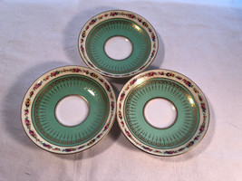 3 Royal Doulton Green Saucers with Flower Borders Mint - £11.98 GBP