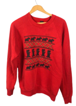 Vtg Scottie Dogs Sweatshirt Large Screen Stars 80s 90s Red Christmas Ugly Adult - £29.90 GBP
