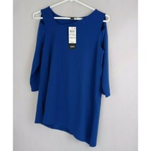 NWT Alfani Women&#39;s Blue Blouse With Asymmetrical Hem Size PM - £23.30 GBP