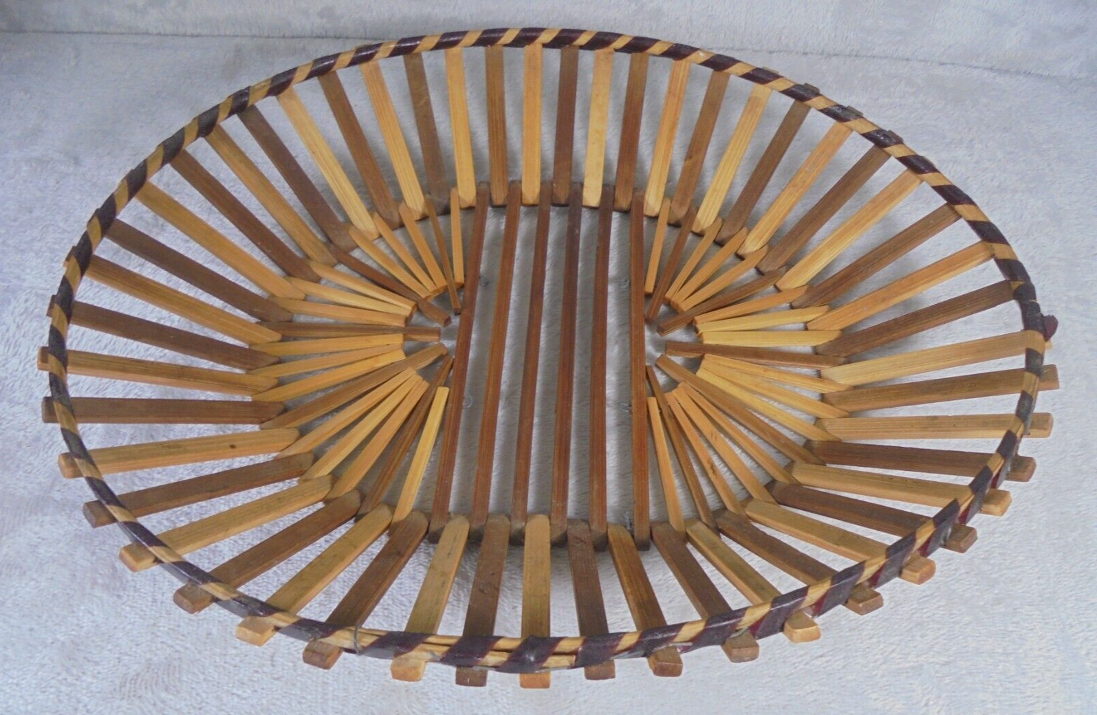 Woven Wicker Rattan Oval Shallow Stick Basket Decorative Kitchen Wall Decor - $9.85