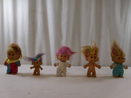 Trolls Bright of America Rainbow Hair Earring 3&quot;  +  5” Dolls Dressed  Lot of 5 - £19.01 GBP