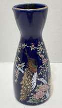 Vintage Artmark Japanese Blue China Sade Bottle Peacock 5.25&quot; Made in Japan - £13.81 GBP