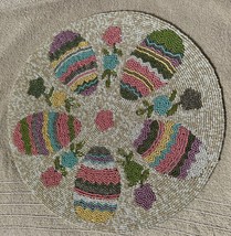 Sigrid Olsen Beaded Charger Pad Round Pastel Easter Eggs Flowers Placemat 15&quot; - £23.50 GBP