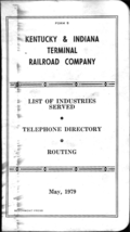 Vintage Kentucky/Indiana Terminal Railroad Co. 1979 Telephone Directory ... - $18.19