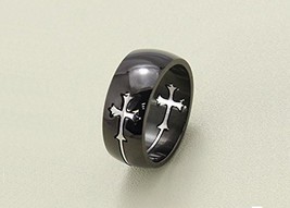 Titanium Ring w/Cross Charm - One Item w/Random Color and Design (silver... - £3.91 GBP