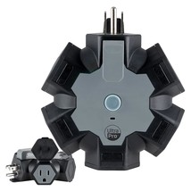 Gray Heavy Duty 5-Outlet Extender, Outdoor Extension Cord Adapter, Reset... - £20.77 GBP