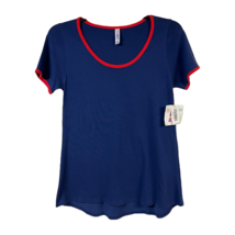 Lularoe Womens Classic T T-Shirt Blue Red Short Sleeve Scoop Neck Comfy XS New - £7.04 GBP