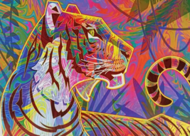 ELECTRIC TIGER 300 Pc PUZZLE Rose Art Puzzle Collector Series EXTRA LARG... - $12.79